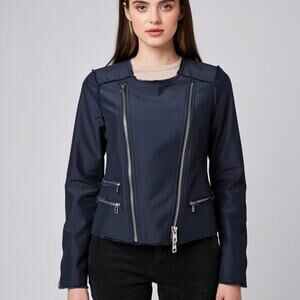 Veronica Beard Stevie Fringe Moto Biker Jacket